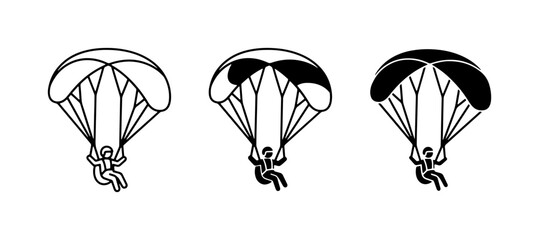Parachuting Icons: Skydiver Descent, Adventure, Extreme Sports Vector Set © Harun