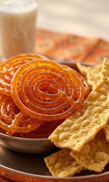 Vertical Fafda Jalebi Festive Food Wallpaper