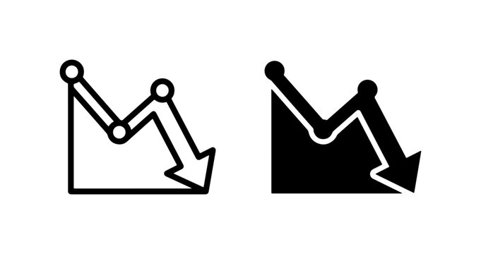 Down Trend Icons, Falling Graph Symbols, Decline Arrow Vector Art