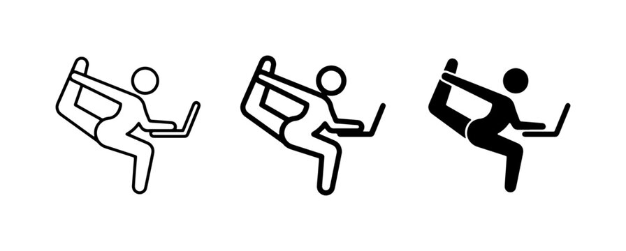 Yoga Icon with Laptop, Flexible Work Balance, Digital Nomad Lifestyle