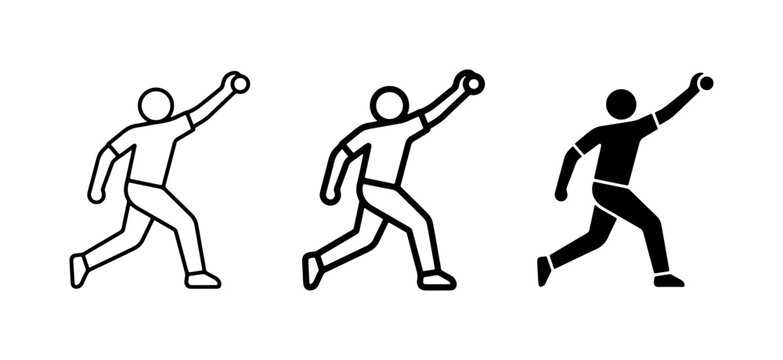 Athlete Throwing Ball Icon Set, Sports Action Pictograms