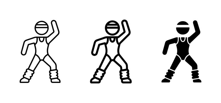 Retro Aerobics Icons, Fitness Dancer Silhouette, Vintage Workout Figures