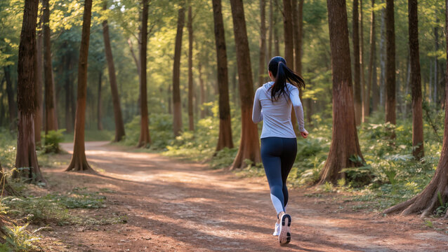 Forest Trail Run
Morning Jogging Routine
Active Lifestyle in Nature
Path to Fitness
Woodland Cardio Session
Female Runner Rear View
Sunlight Through the Trees
Nature Workout Session
