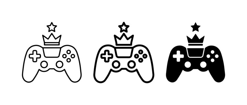Video Game Controller Icons, Gaming King Crown, Vector Art