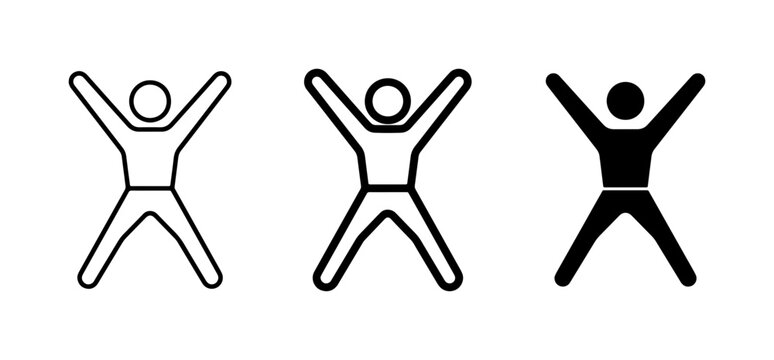 Simple Human Figure Icons: Outline, Filled, and Silhouette, Representing Activity and Movement