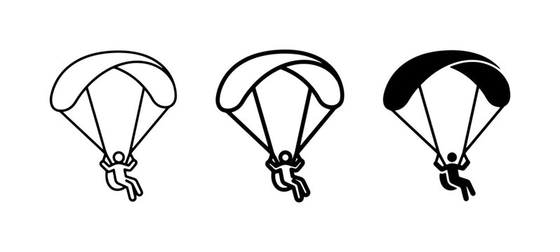 Paragliding Icons, Skydiving Vector Set, Extreme Sports Graphics