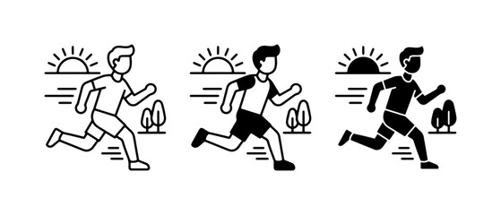 Fototapeta premium Running Man Icons, Outdoor Exercise, Healthy Lifestyle, Silhouette Runner