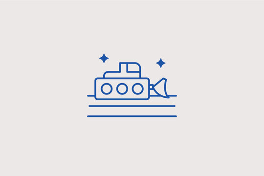 Heavy industrial bulldozer machine line icon for road building earthmoving service catalogs. Vector illustration for construction machinery rental platform interface buttons.