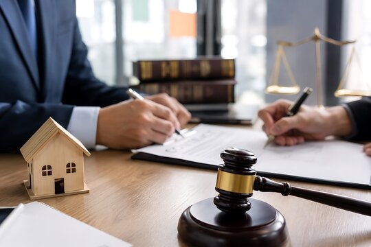 Real estate lawyer preparing home sale documents