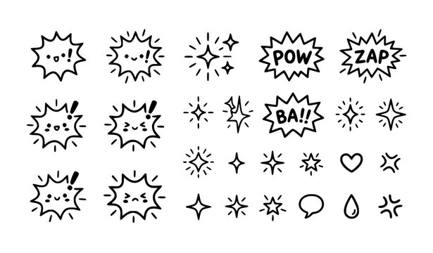 Cartoon Comic Explosion, Speech Bubble and Pop Art Doodle Vector Collection