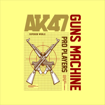 guns machine ak47 simple vintage fashion