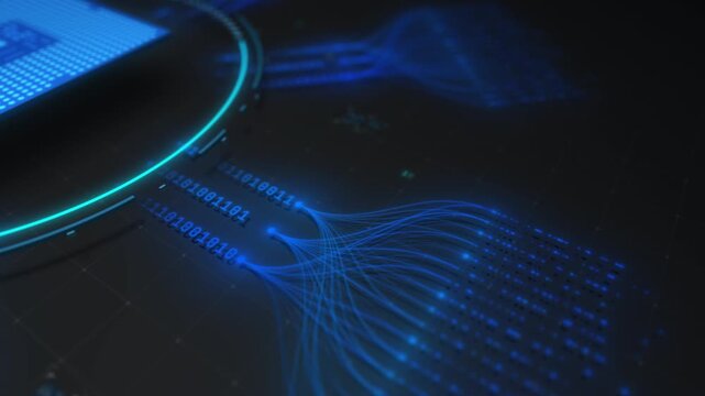 AI Digital Core Processing Secure Data Flow System Visualization Motion Design Seamless Loop