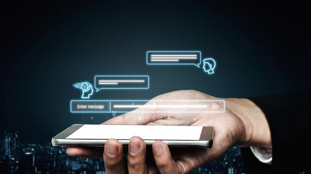 AI chatbot interface facilitates communication, chatbot, and AI interaction for automated user support and information exchange Marrow