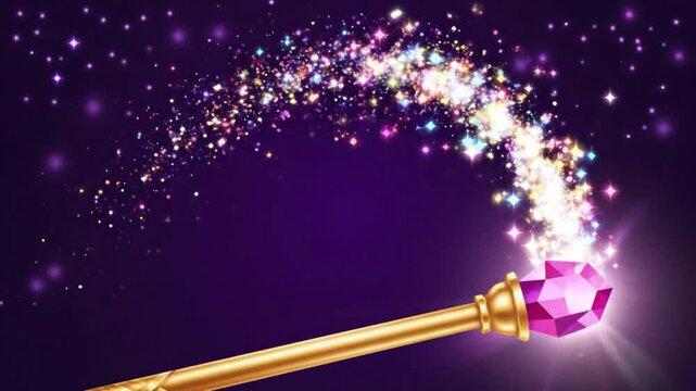 magic wand waving with sparkling trail