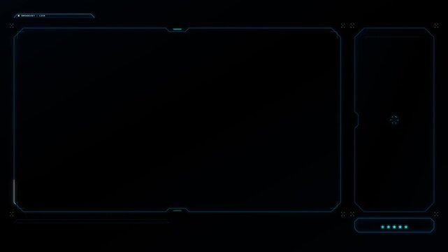 Minimalist futuristic HUD interface with glowing blue lines and black screen