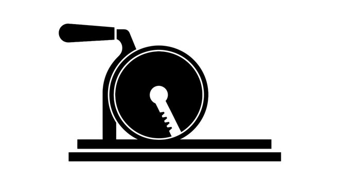 Black and white old fashioned meat grinder.