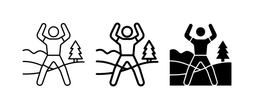 Fitness Icons: Jumping Jack Exercise, Outdoor Activity, Healthy Lifestyle