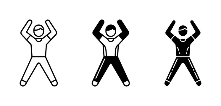 Jumping Jack Exercise Icons, Fitness Silhouette, Active Lifestyle Graphics