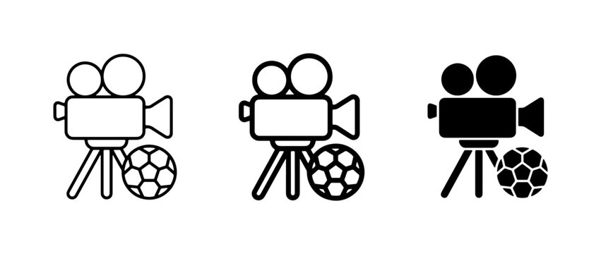 Film Camera and Soccer Ball Icons, Sports Media Graphics
