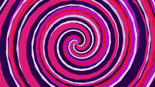 A mesmerizing video of a colorful spiral pattern swirling in a vibrant pink and purple hue