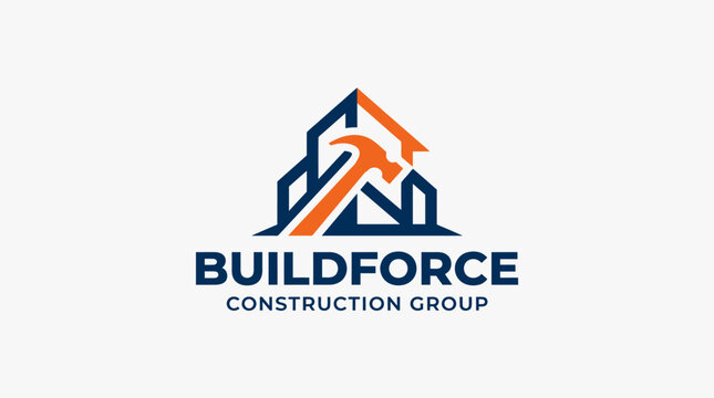 Abstract business logo design featuring a corporate real estate house symbol vector illustration for a property construction company