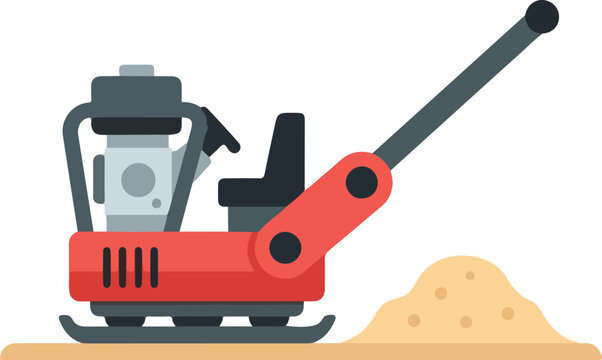 Plate Compactor Machine on Sand for Road Construction Work