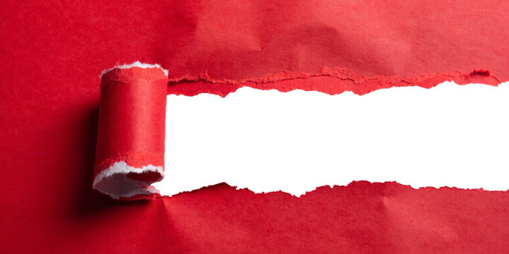 Tear paper roll reveal with torn sheet with shadow for ad template