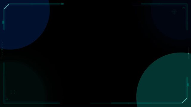 Futuristic digital interface frame with glowing neon blue lines and dark background