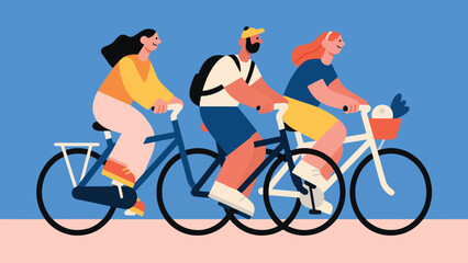 Obraz premium Illustration Of People Biking Together Vector Design Template
