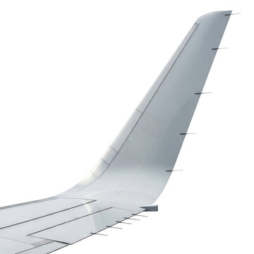 Airplane winglet and wing tip detail on a transparent backdrop