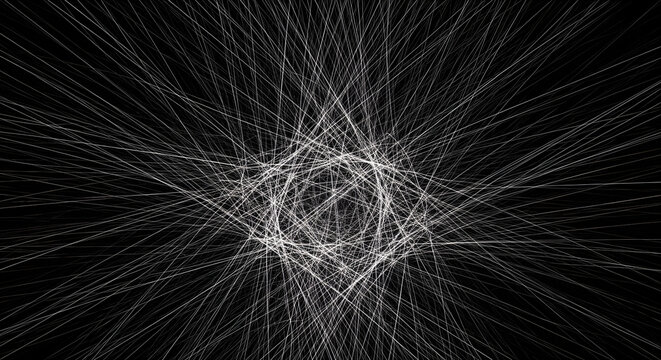 A mesmerizing display of white lines radiating from a central point on a dark background