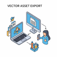 Fototapeta premium Vector asset export process illustration.