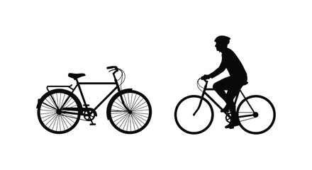 Obraz premium Bicycle and cyclist silhouettes against a white background