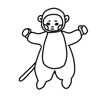 猿の着ぐるみを着た子供
