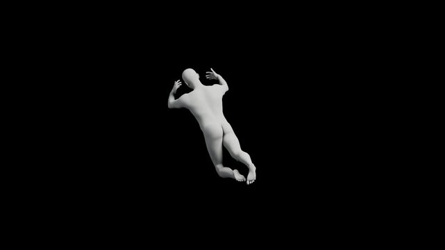 Mannequin diving in mid-air