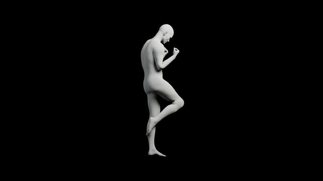 3D mannequin running on black background
