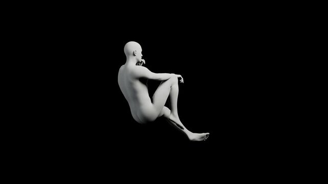 Mannequin sitting on black background