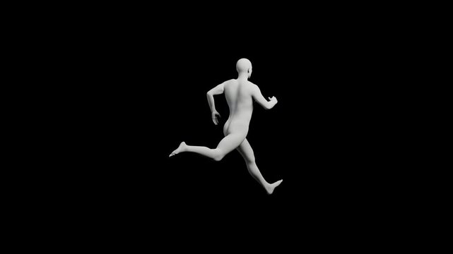 3D man running on black background