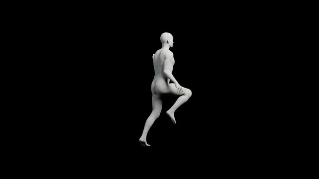 3D mannequin model standing on black background