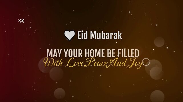Eid mubarak greeting card with festive background and starry night sky design elements and text may your home be filled with love peace