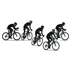 Fototapeta premium Cyclist silhouette collection with road bike racing athletes