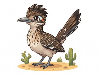 Fototapeta premium Realistic Road Runner Cute Bird, vector isolated on white