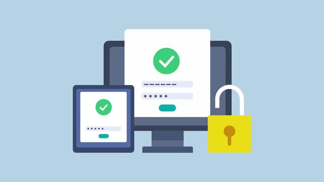 Personal and data secured with password protection, website authentication concept 2d Animation with Alpha Matte