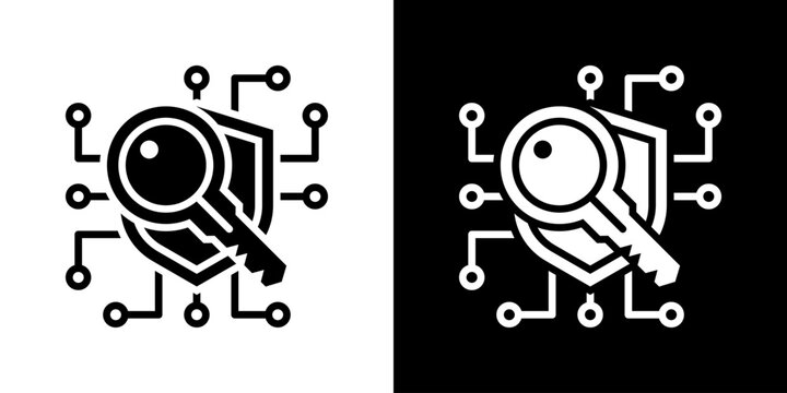 Encryption Key Icon Set Vector Collection Isolated In Black And White