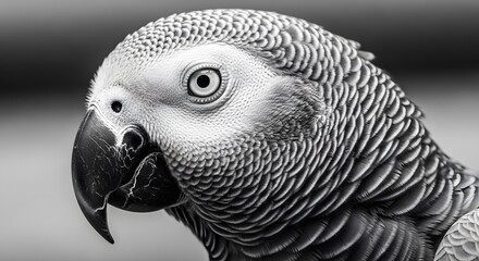 Obraz premium Close-up of an African Grey Parrot with detailed feathers