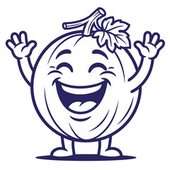Obraz premium Happy pumpkin mascot character cartoon line art illustration with character halloween vegetable illustration seasonal thanksgiving celebration expression isolated