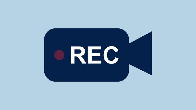 Camera icon with word rec, video recording software 2d Animation with Alpha Matte