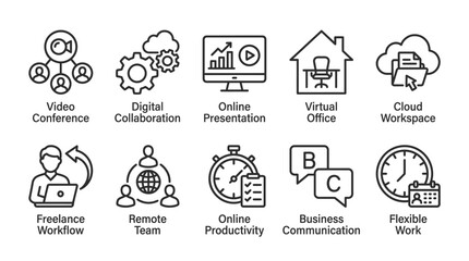 Fototapeta premium Digital Business Workflow Icons Collection.