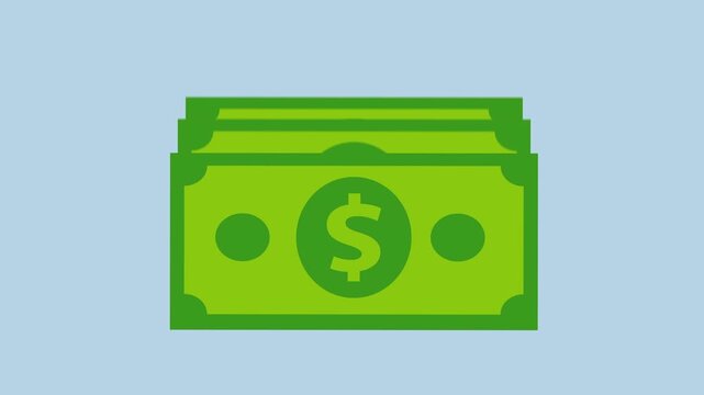 Green us dollar bills with a dollar sign, Ideal for finance, currency concepts 2d animation with alpha matte