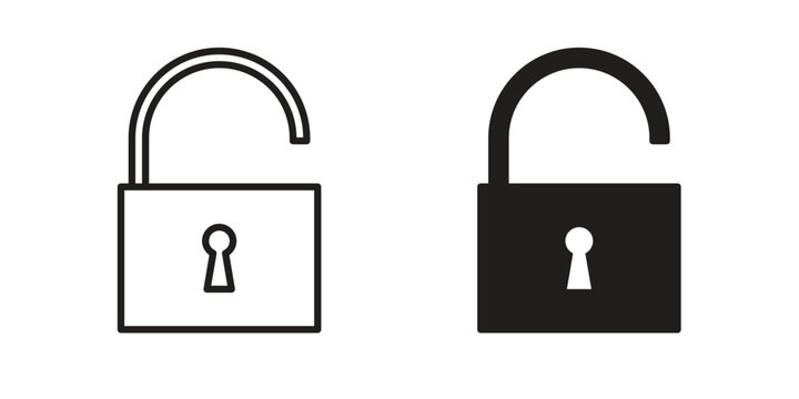 Unlock icon collection on white background. Vector icon art.